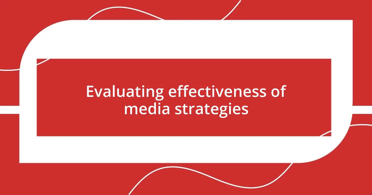 Evaluating effectiveness of media strategies